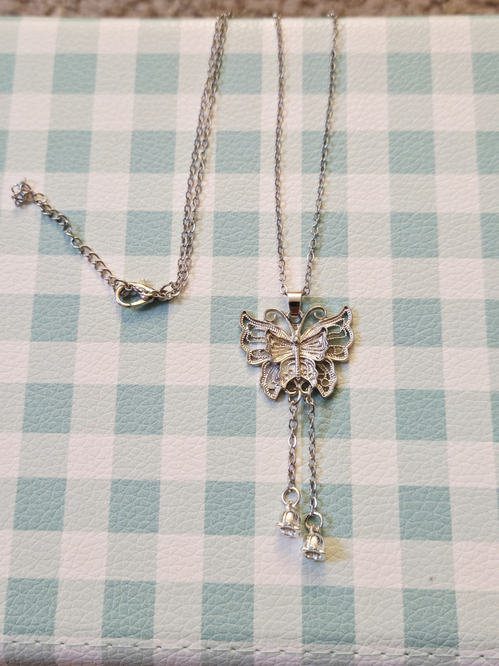 Silver Butterfly Drop Pendant Necklace - Women's Jewelry